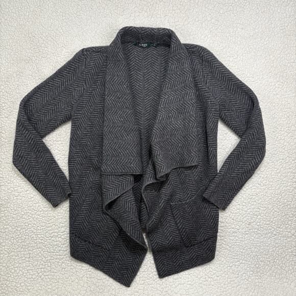 Lauren Ralph Lauren Sweaters - Lauren Ralph Lauren‎ Womens M Wool Blend Open Front Cardigan Herringbone Draped